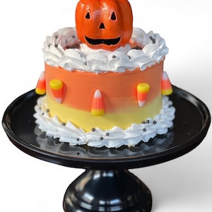 Faux Halloween Pumpkin Cake: Candy Corn Autumn Decor