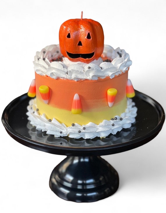 Faux Halloween Pumpkin Cake With Faux Candy Corn/ Halloween Fake 