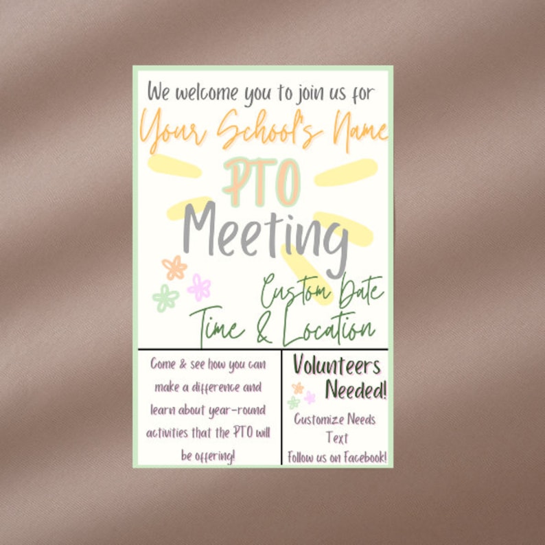 PTO Meeting Template . Canva Edit . Digital Download . Instant Download ...
