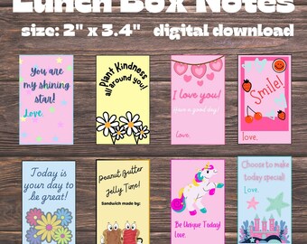 Pink Lunch Box Notes for Girls, School Kids (Digital Download)