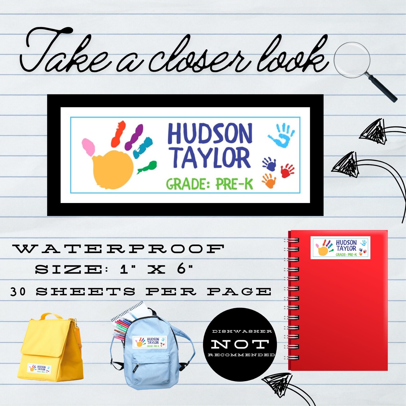 Kids Labels . Handprint Labels . 30 Sheet Labels . Grade Level Labels ...