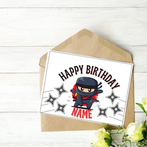 Ninja Birthday Card . Canva Edit . Instant Download Ninja Birthday Card . Gifts for him . Kids Birthday Card . Greeting Card for kids .