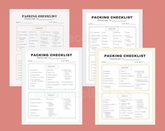 Travel Packing List Digital Printable - Instant Download, Vacation Planning, Holiday Organizer, Packing Checklist, Packing list