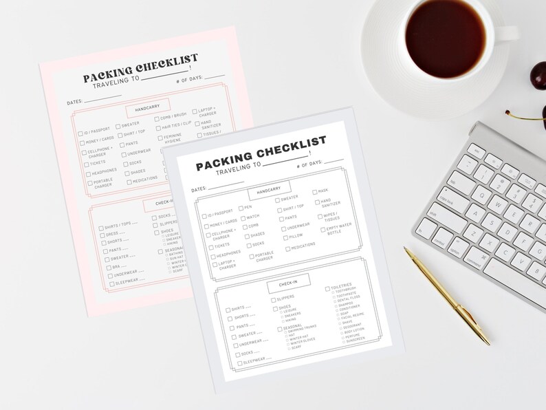 Travel Packing List Digital Printable Instant Download - Etsy