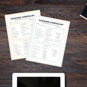 Travel Packing List Digital Printable - Instant Download, Vacation ...