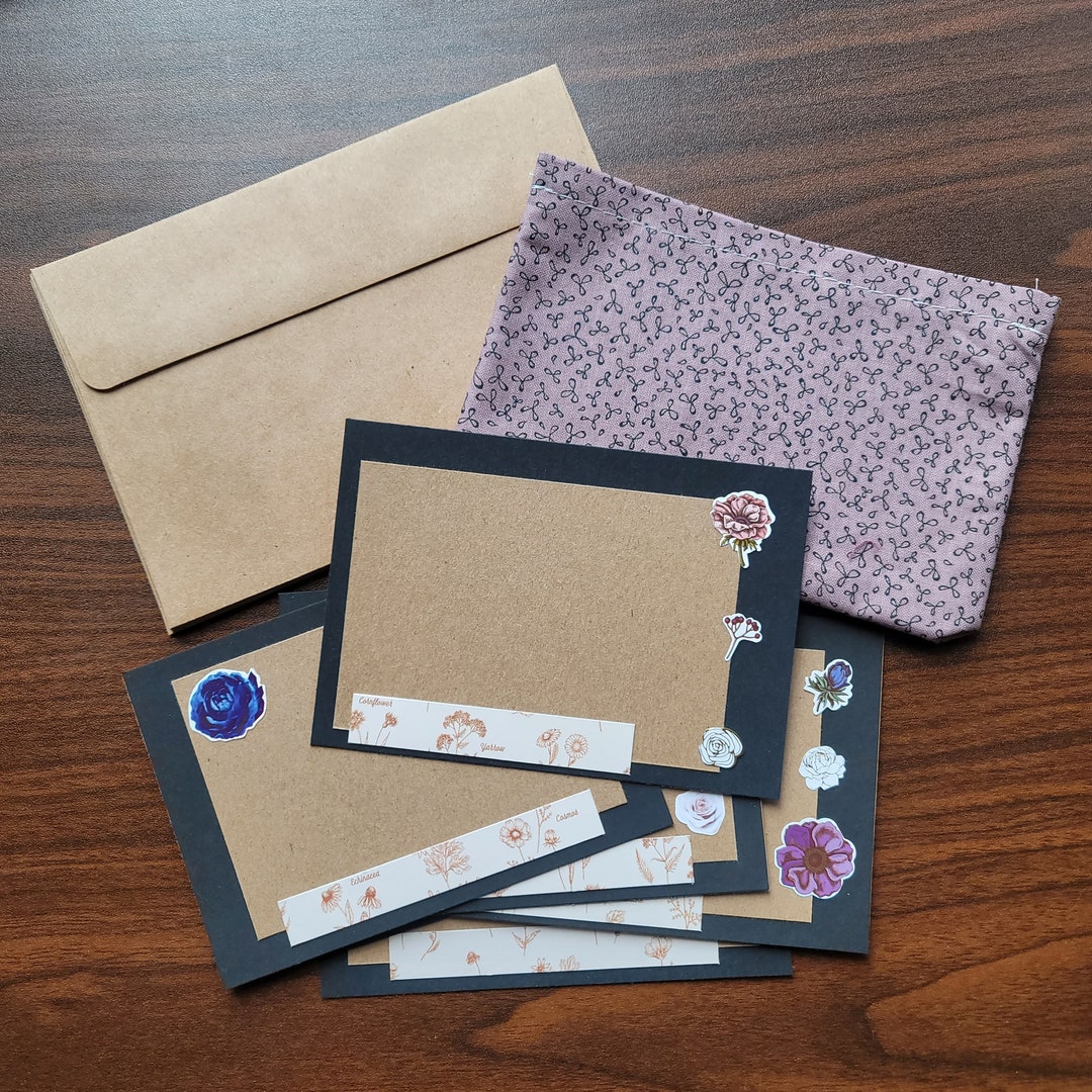 Vintage Style Floral Detailed Handmade Cards set of 6 Envelopes and ...