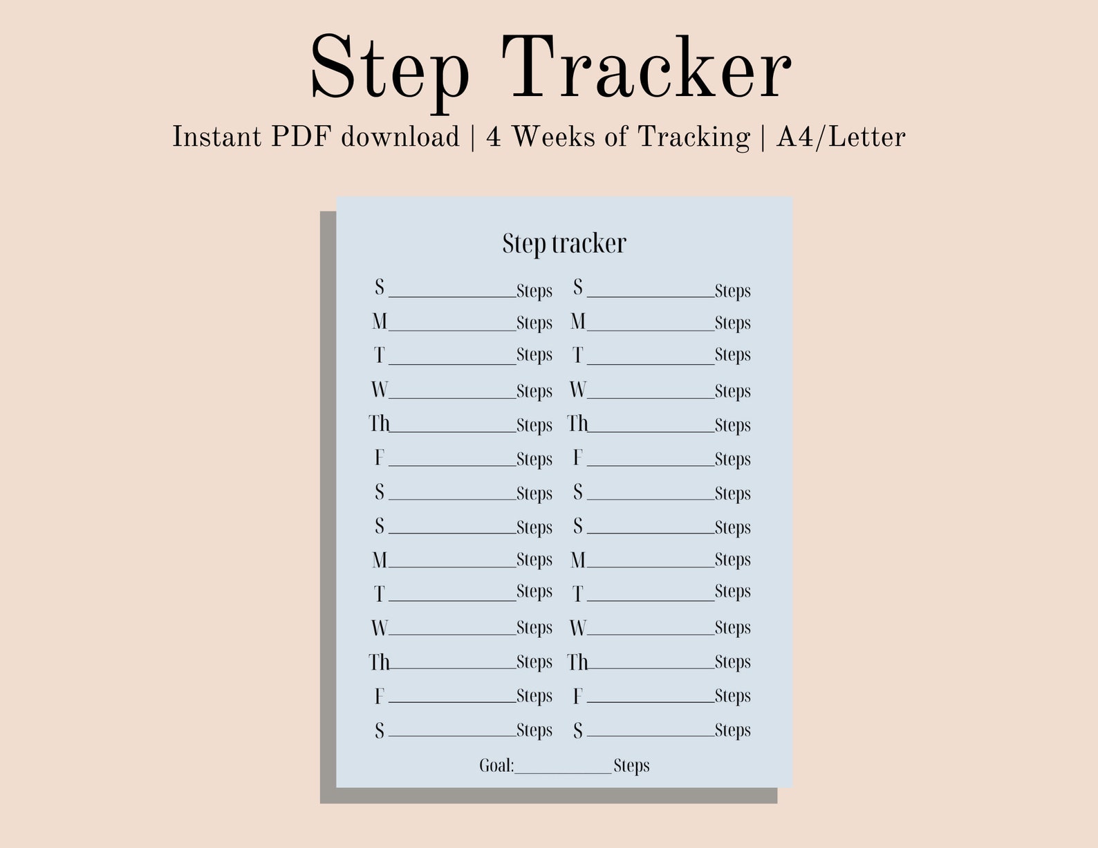 Step Tracker Printable Portrait A4/letter Instant PDF - Etsy