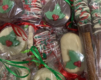 Beautiful Christmas Holiday Chocolate dipped treats candy
