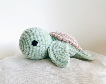 Jumbo Crochet Sea Turtle Plush, Crochet Animals, Sea Turtle Stuffed Animal, Ocean Plushies, Desk buddy, Sea Turtle, Handmade plush