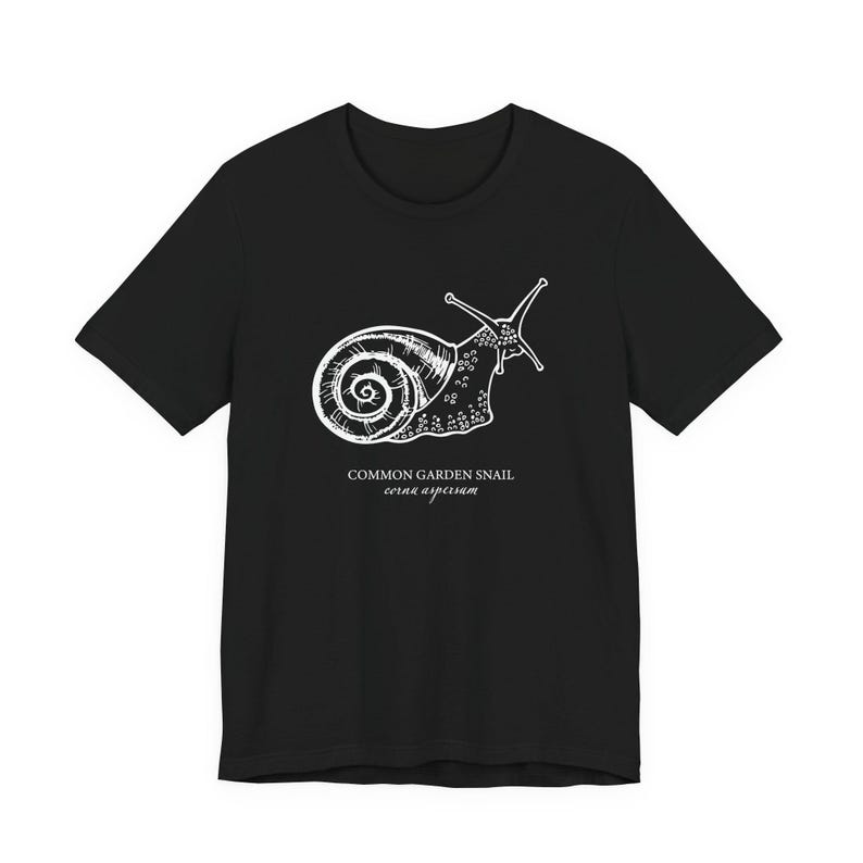 Cottagecore Snail Shirt, Botanical Garden Tee, Nature Lover Gift Black
