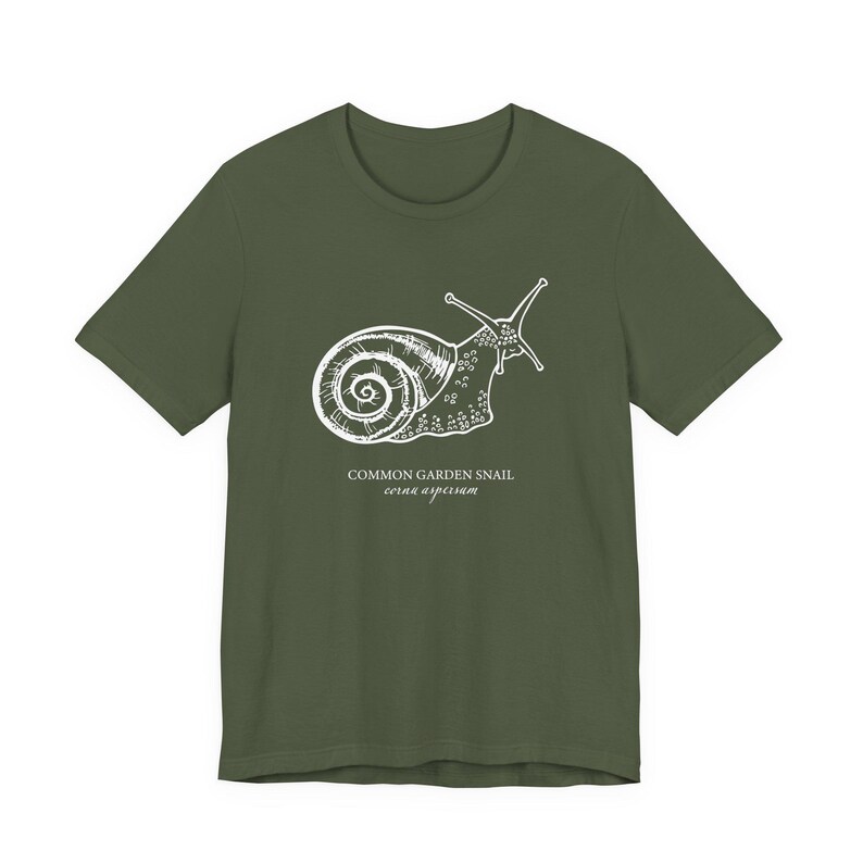 Cottagecore Snail Shirt, Botanical Garden Tee, Nature Lover Gift Military Green