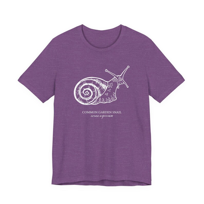 Cottagecore Snail Shirt, Botanical Garden Tee, Nature Lover Gift Heather Team Purple