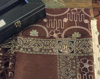 Pakistani Embroidered Linen Elegant Shawl Chadar Dupatta Stole Wrap Chaader Scarf Winter and Fall Gift Prayer and Namaz Shaawl