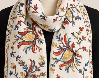 Soft Woolen Embroidered Scarf – Stretchable Dupatta & Stylish Stole in Multiple Colors, perfect for windy winters
