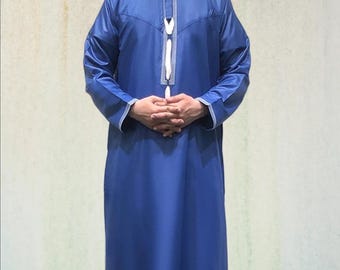 Embroidered Islamic Thobe Jubba: Muslim Men's Middle Eastern Clothing