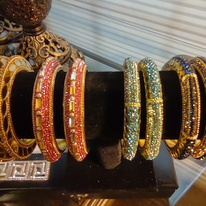 Indian Hyderabad Nizami Bangles Set Kangan Kada Set with Nagina Kundan Polki Gift for Her