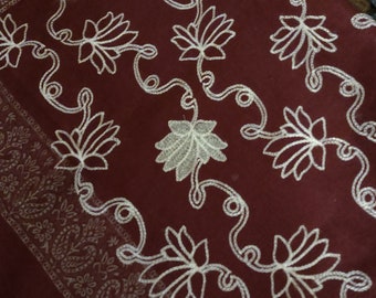 Embroidered Pakistani Shawl: Floral Chadar Dupatta Stole