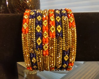 Indian Hyderabadi Bangles Bracelet Kangan Set with Nagina Gift for Her Size 2-6