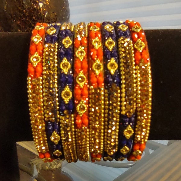 Indian Hyderabadi Bangles Bracelet Kangan Set with Nagina Gift for Her Size 2-6