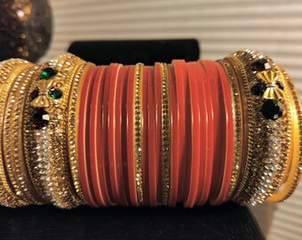Hyderabadi Nizami Bride Bangle Set: Kundan Polki Stone Joda Kangan (Size 2-8)