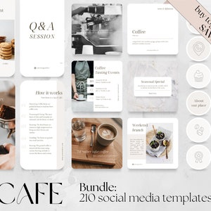210 PACOTE de modelos de café: postagens, histórias, capas de histórias | padaria, indústria de cafeterias, marketing empresarial Instagram Facebook Feed design