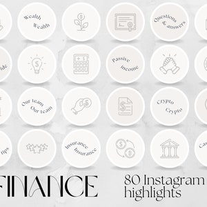 80 Financial Advisor Social Media Story Highlight Covers | professional editable content for finance specialists, financial planners, money