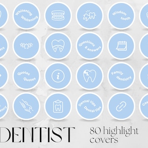 80 Dental Instagram Story Highlight Covers Template | dentist clinic business marketing hygienist social media teeth tooth oral health care