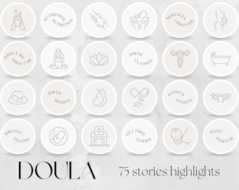 Doula Instagram Highlight Covers: 75 Icon & Text Templates (Digital Download)
