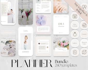 Wedding Planner Social Media Templates: 240 Instagram & Facebook Posts (Digital Download)
