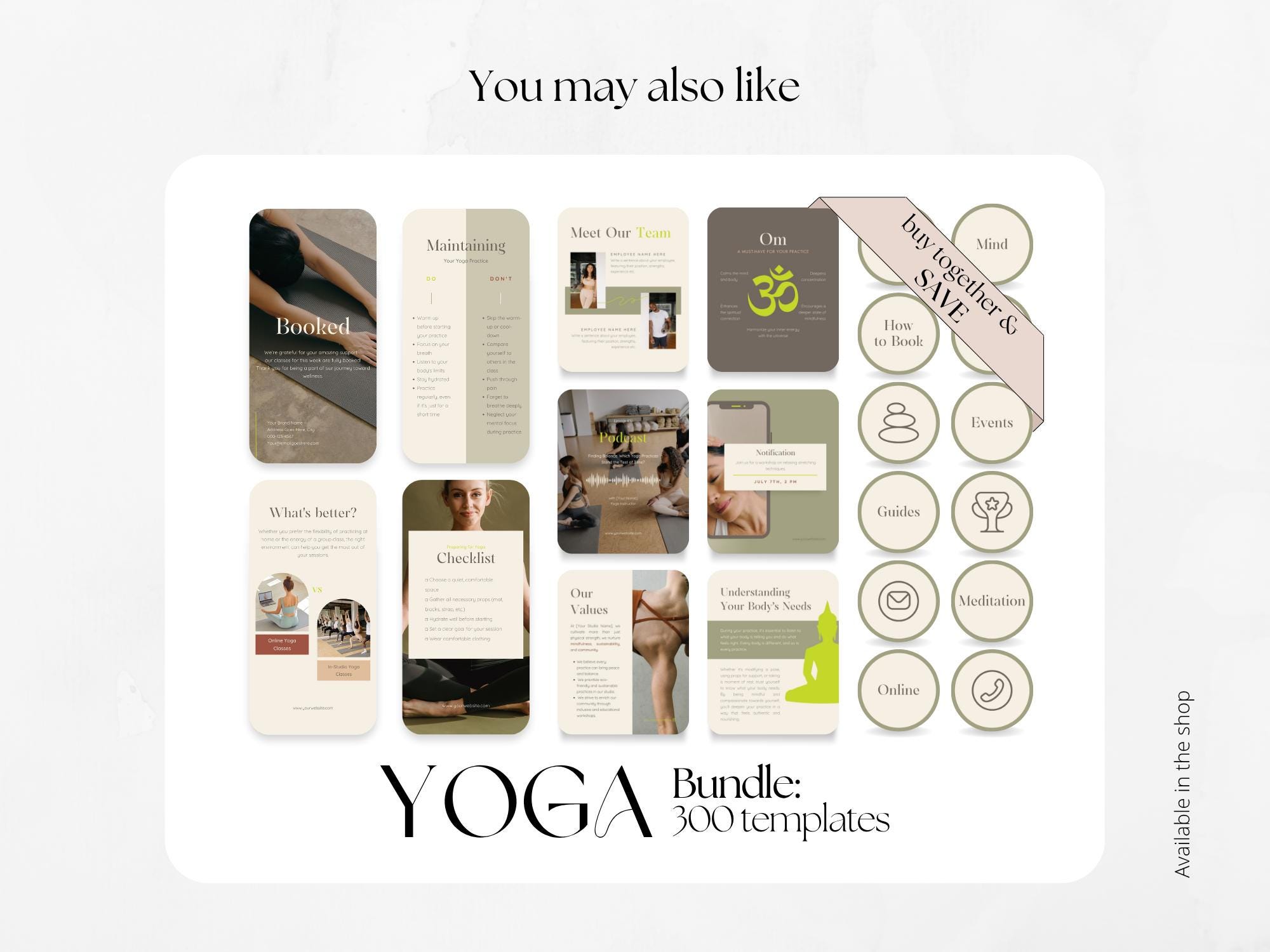 100 Yoga Social Media Post Templates | Yoga Studio Business Instagram ...