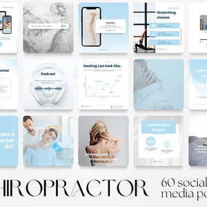 60 Chiropractor Social Media Posts Templates | chiropractic doctor, medical IG Instagram Facebook content ideas, health care spine business