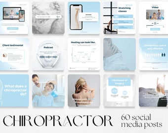 60 Chiropractor Social Media Posts Templates | chiropractic doctor, medical IG Instagram Facebook content ideas, health care spine business