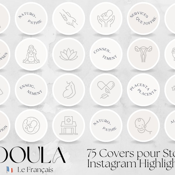 Doula: 75 Covers pour Stories Instagram Highlights | réseaux sociaux, modèles modifiables post-partum sage-femme Facebook Instagram (FRENCH)