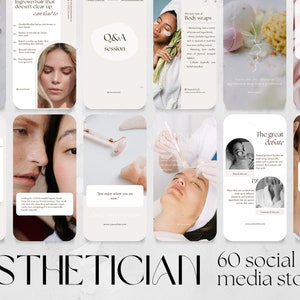 60 Esthetician Social Media Stories Templates | cosmetician, aesthetician, cosmetologist, beauty therapist, beautician, esthete spa business