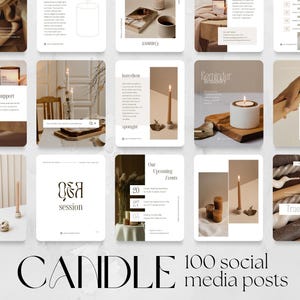 100 Candle Making Business Social Media Post Templates | Instagram IG grid, Facebook fb Canva Editable template content handcrafted shop