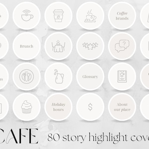 70 Cafe Story Highlight Cover Templates | coffee shop house, bakery, food business truck, social media design ideas Instagram feed Facebook