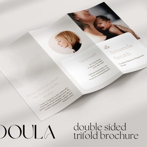 Doula-brochure: aanpasbare canvassjabloon in drieën (digitale download)