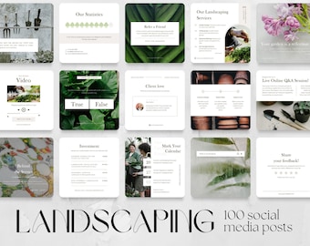 100 Landscaping or Gardening Social Media Post Templates | landscape garden design business Instagram Facebook Canva Editable, architecture
