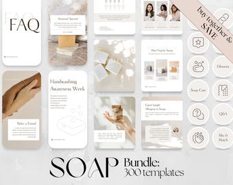 Soap Business-sjablonen voor sociale media: 300 bewerkbare canva-berichten (digitale download)