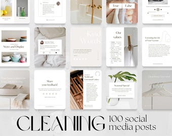 Cleaning Business Social Media Templates: Canva Editable Content (Digital Download)