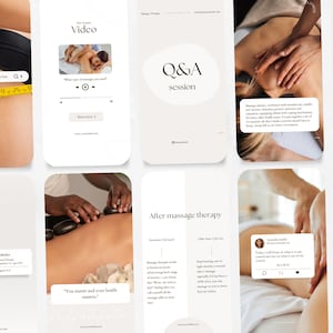 May include: A collage of images promoting massage therapy services. The images show a person receiving a massage, a person using hot stones for massage, and a person receiving a Swedish massage. The text in the images includes "How to use massage for weight loss", "Q&A session", "After massage therapy", "You matter and your health matters", "Swedish", and "Thank you 3K subscribers".