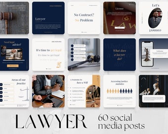 60 Lawyer Social Media Posts Templates | law firm legal office, attorney corporate business marketing, IG Instagram Facebook, justice notary