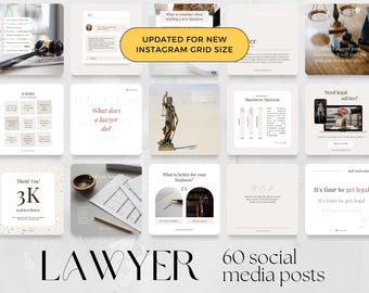 Lawyer Social Media Templates: 60 Legal Posts (Digital Download)