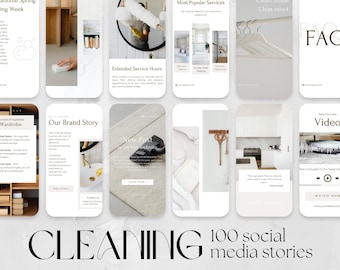 Cleaning Business Social Media Story Templates: Canva Editable (Digital Download)