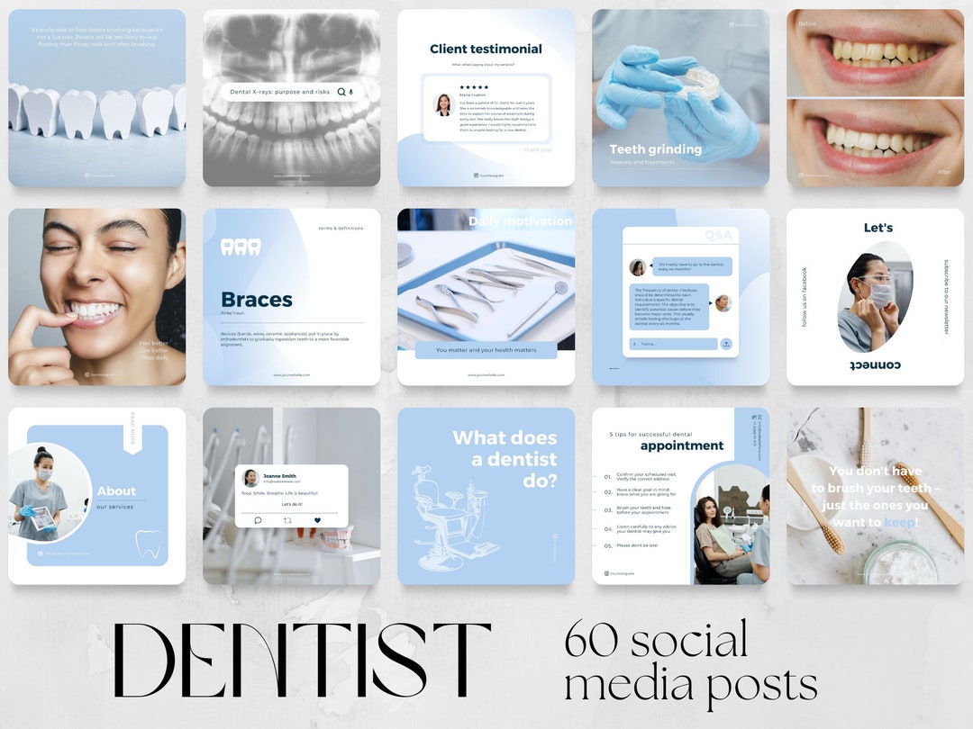 60 Dental Social Media Posts Templates Dentist Clinic, Business