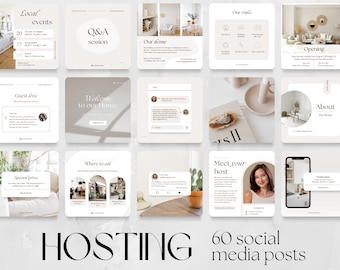 60 Hosting Social Media Posts Templates for Hosts | vacation rentals, guesthouses, holiday homes, rooms to rent, facebook instagram content