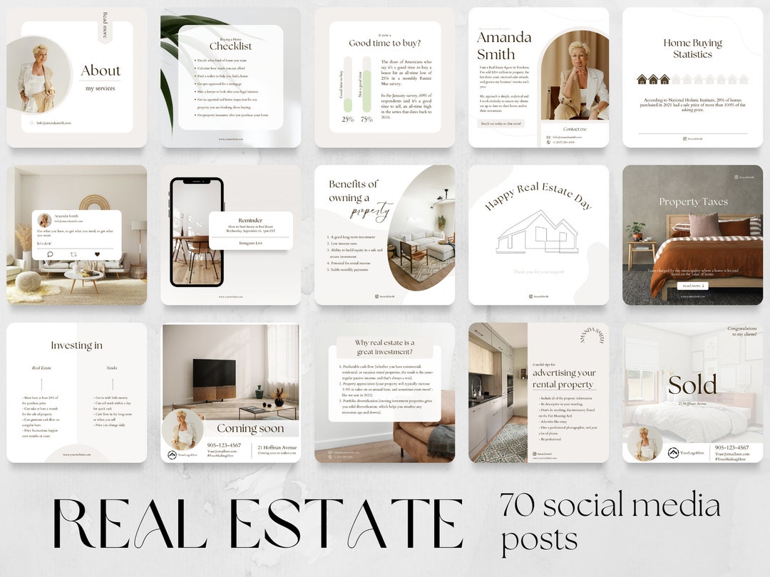 70 Real Estate Social Media Posts Templates Agent, Business Marketing