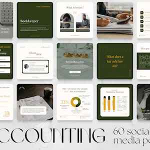 60 Accounting Bookkeeping Tax Social Media Post Templates | firm office marketing, accountant advisor specialist expert Instagram Facebook