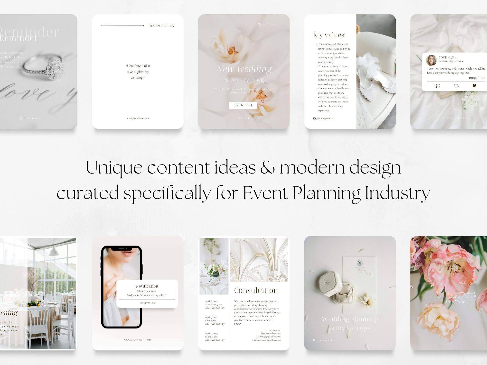 70 Wedding Planner Social Media Post Templates | Event Planning ...