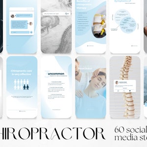 60 Chiropractor Social Media Stories Templates | chiropractic doctor, medical Instagram Facebook content ideas, health care spine business